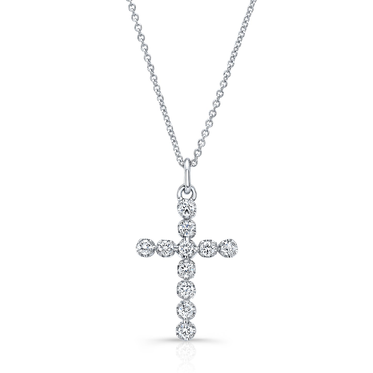 14k white gold diamond cross pendant 0.25 ctw