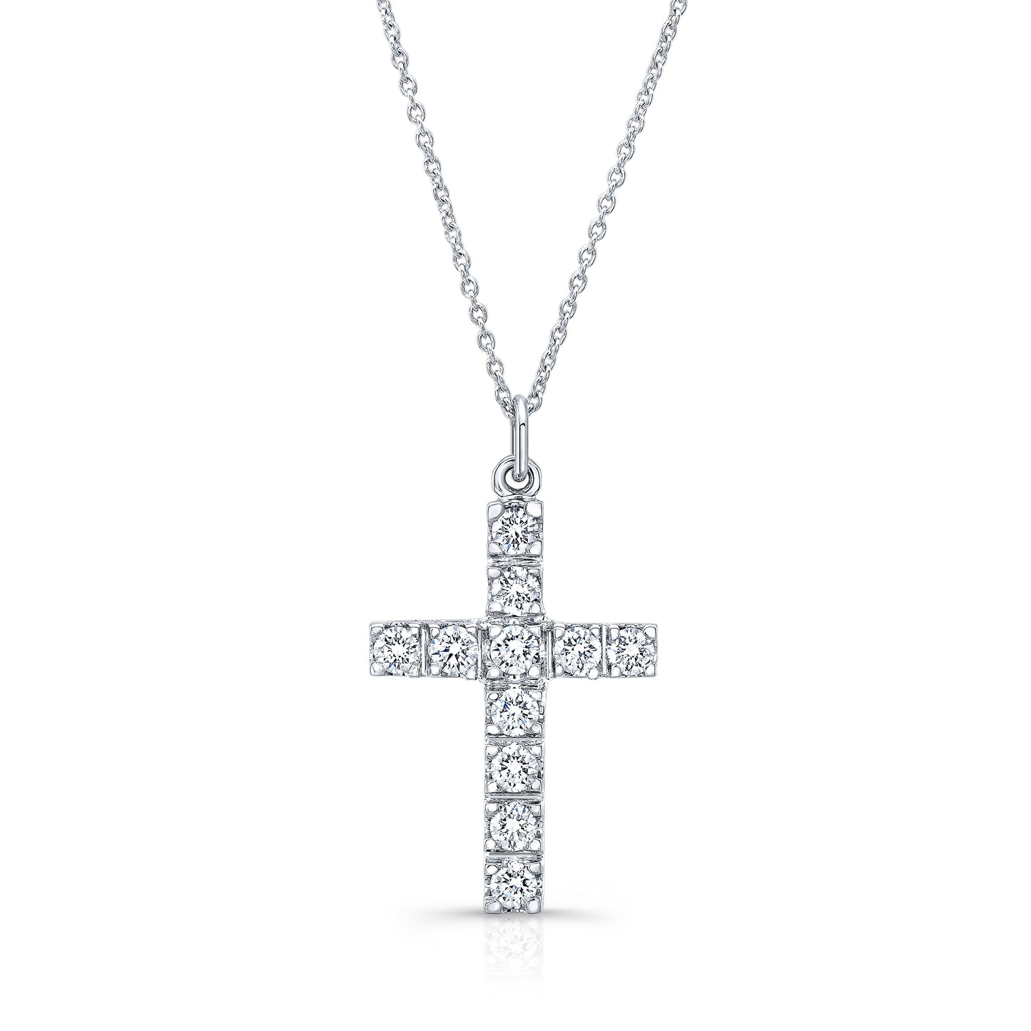 14k white gold diamond cross pendant 0.55 ctw