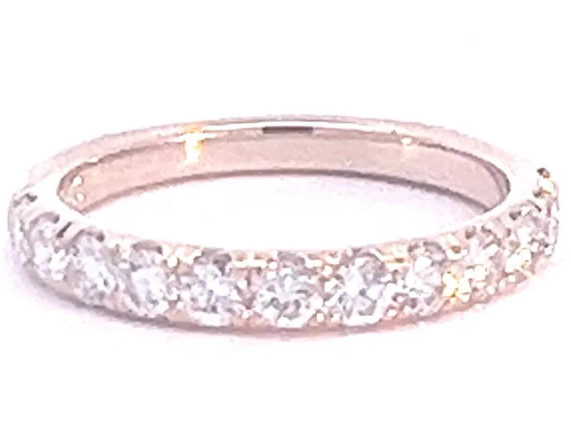 Men's Platinum diamond wedding ring and women’s 14k yellow band