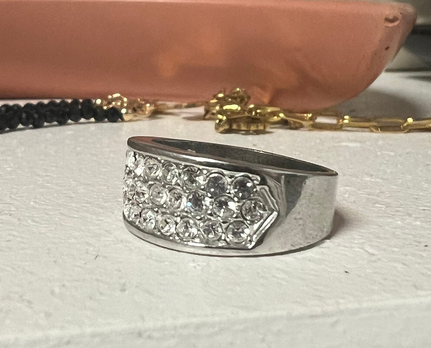 Custom 14k 3-row diamond band 1.33 ctw