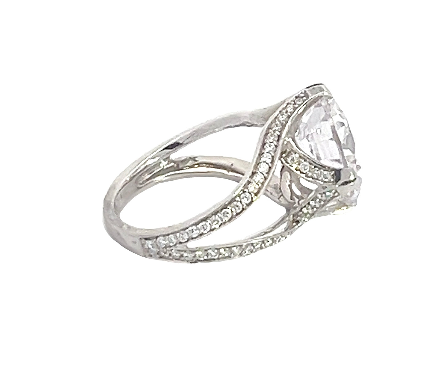 14k white gold pave engagement ring 7.85 ctw
