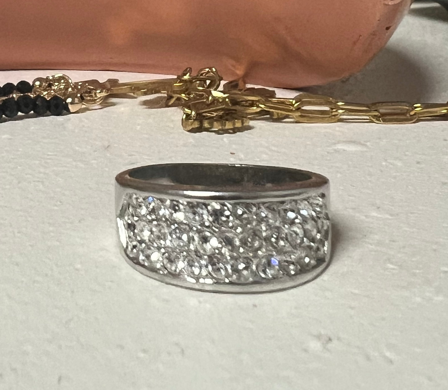 Custom 14k 3-row diamond band 1.33 ctw