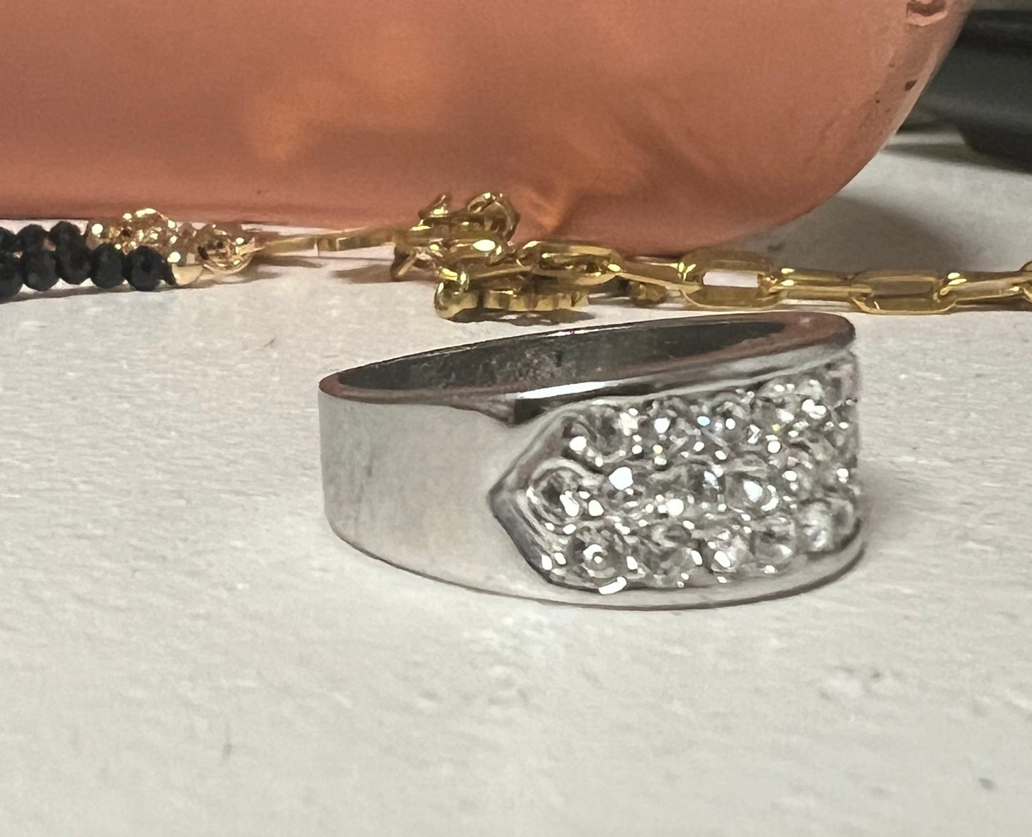 Custom 14k 3-row diamond band 1.33 ctw
