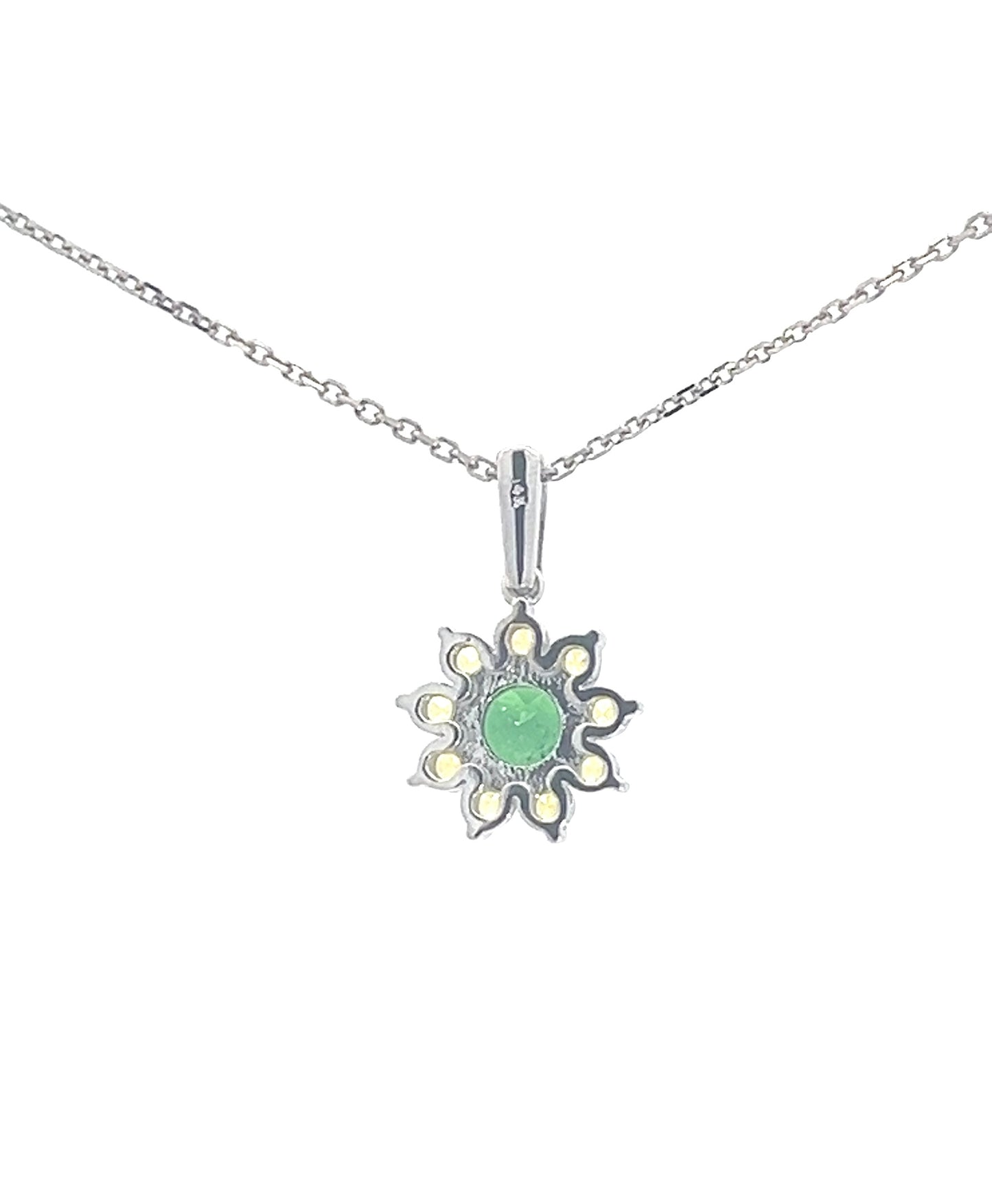 14 karat white gold tsavorite and yellow sapphire floral pendant 1.65 ctw