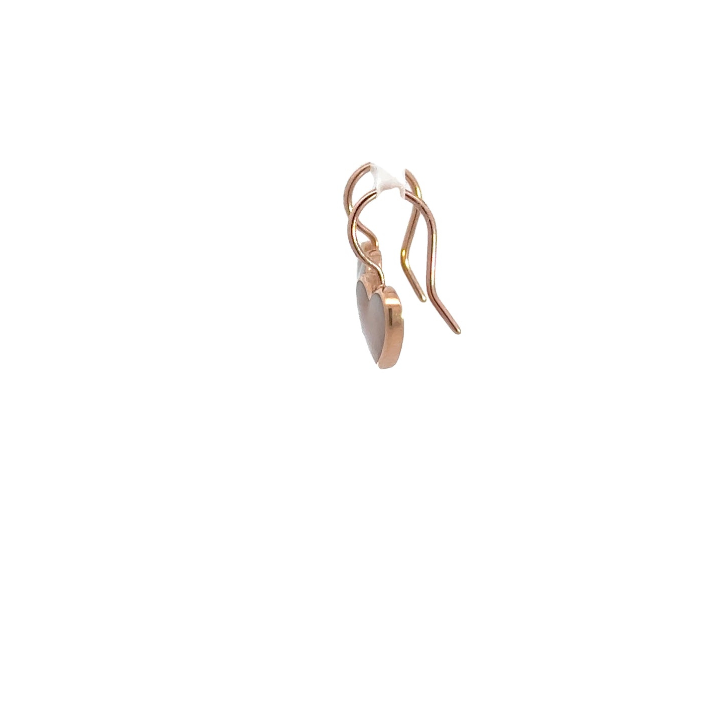Designer Pink Mother of Pearl heart shape earrings 14k rose gold