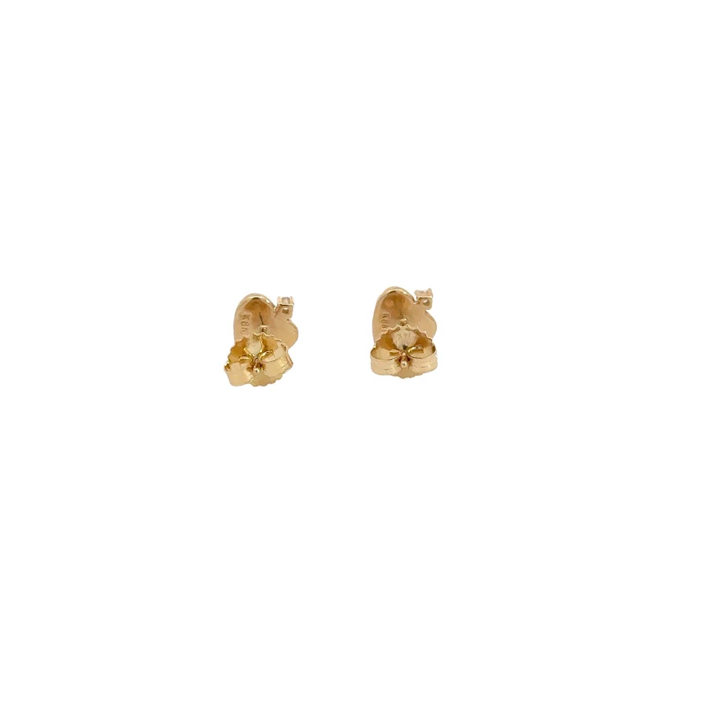Designer Black Mother of Pearl heart earrings with diamond accents 0.04 ctw in 14k yellow gold