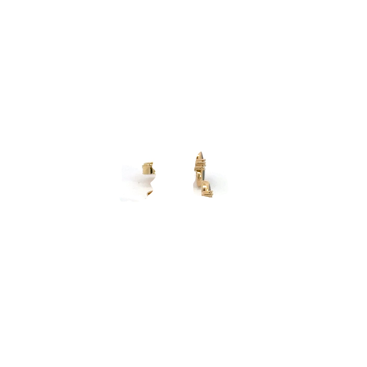 Designer Black Mother of Pearl heart earrings with diamond accents 0.04 ctw in 14k yellow gold