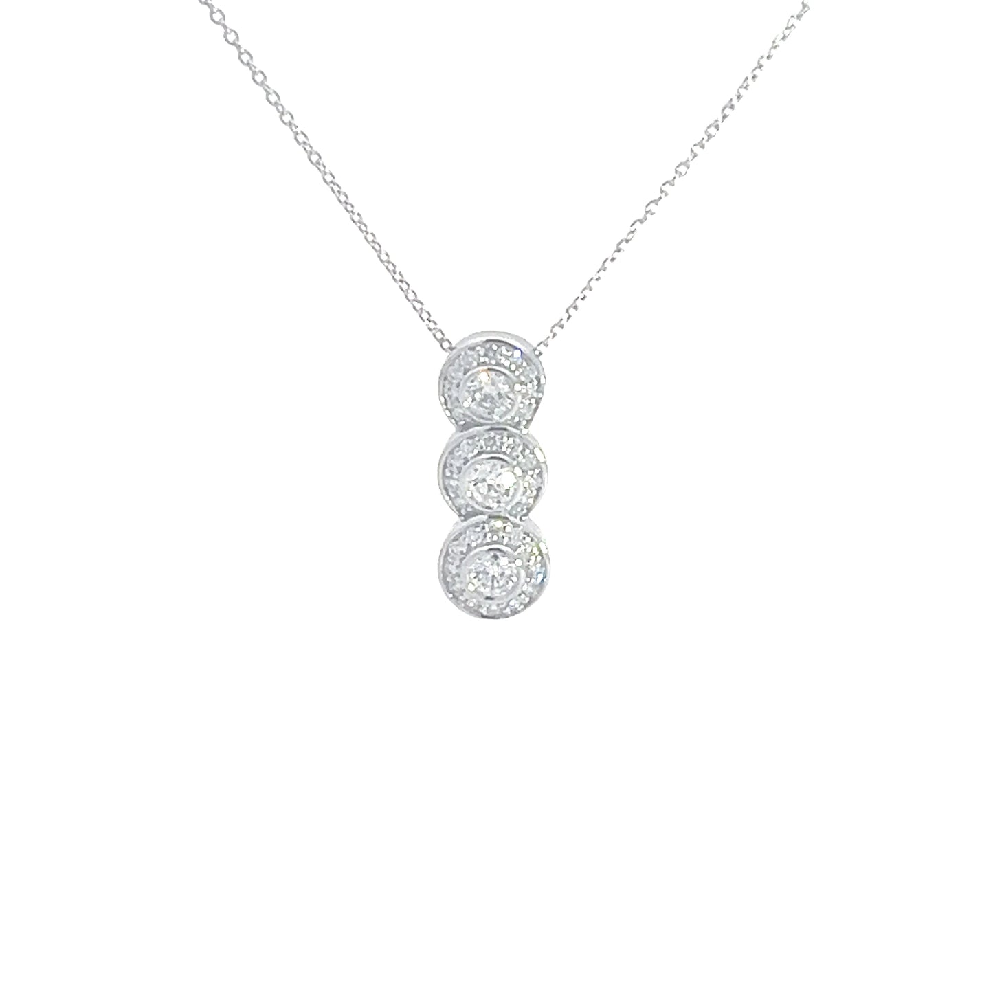14k white gold pave diamond pendant 0.75 TCW