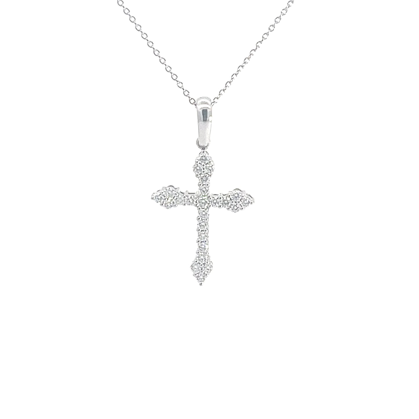 14k White Gold Diamond Cross Pendant 0.55 ctw