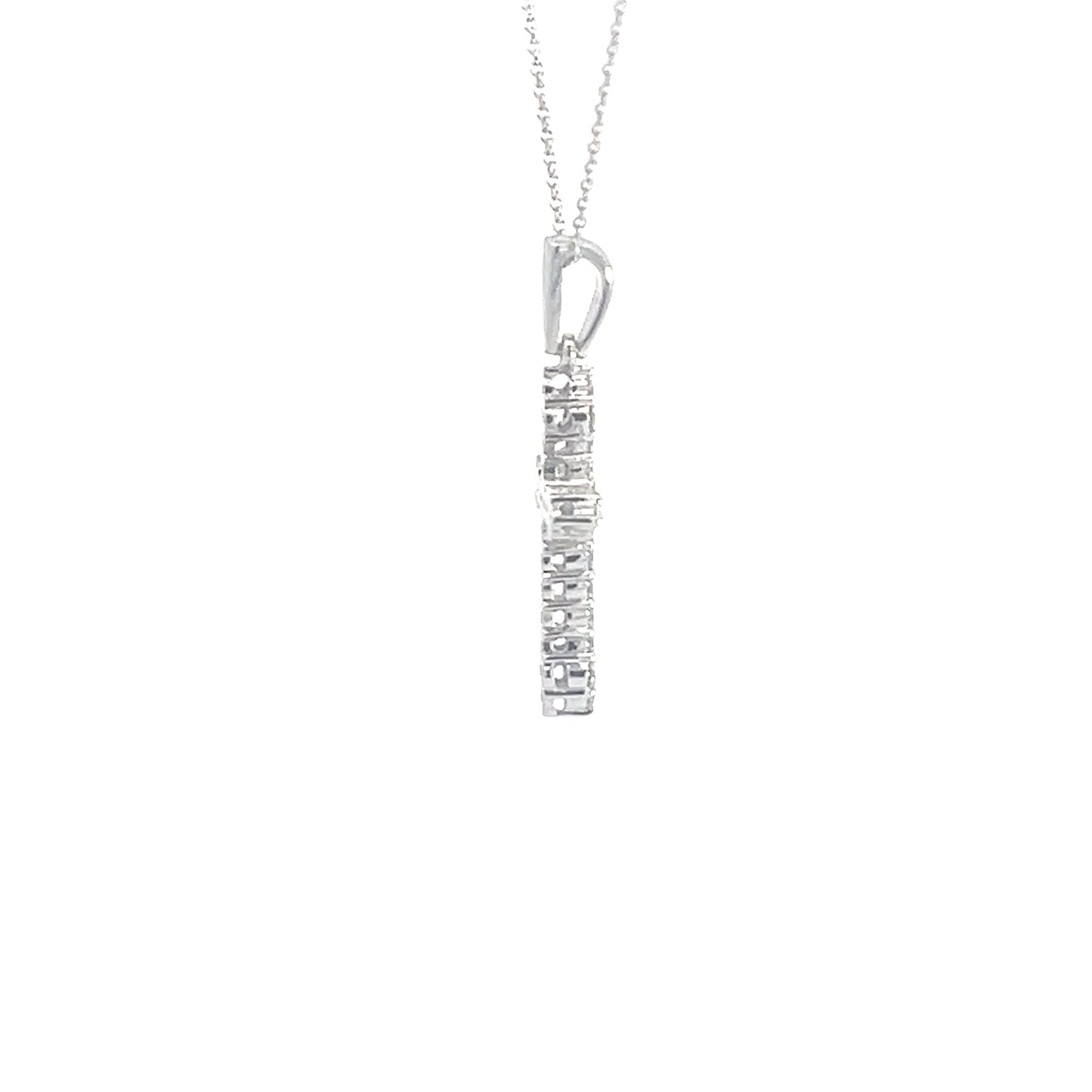 14k White Gold Diamond Cross Pendant 0.55 ctw