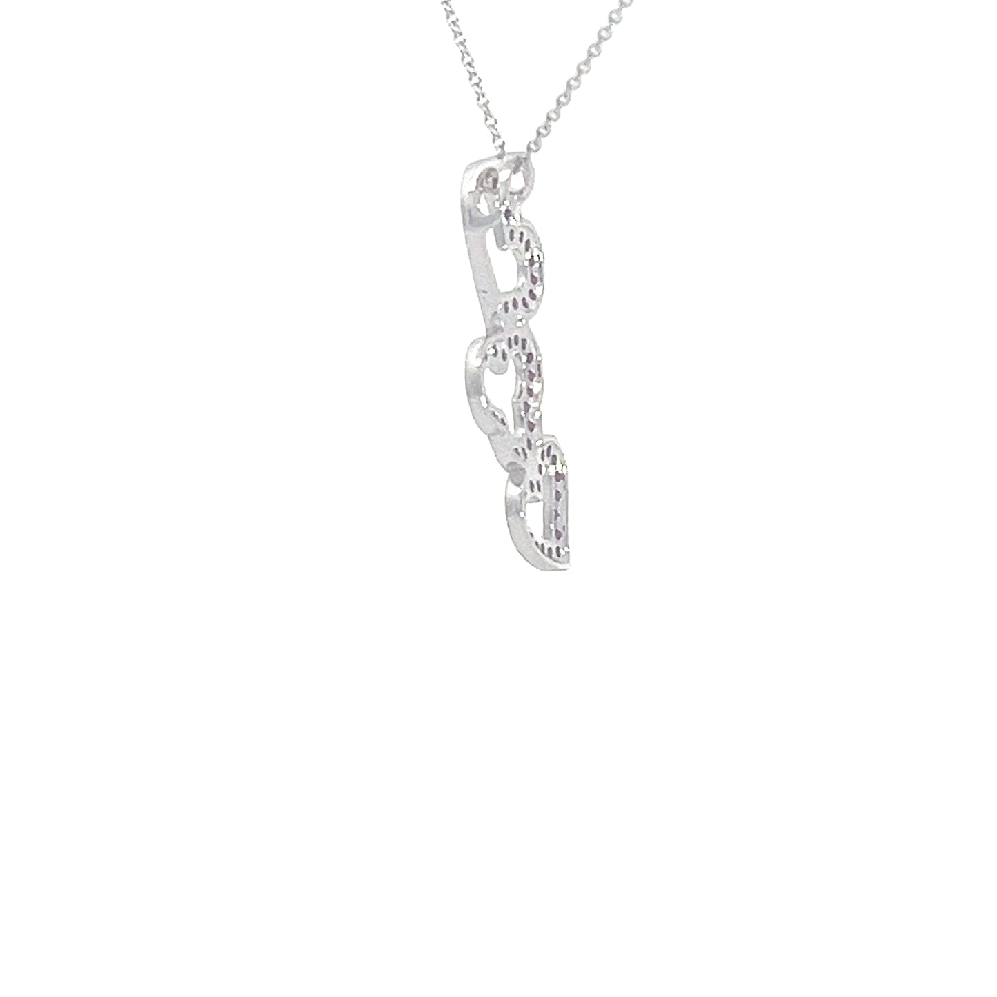 Triple ruby heart pendant 0.55 ctw 14k white gold