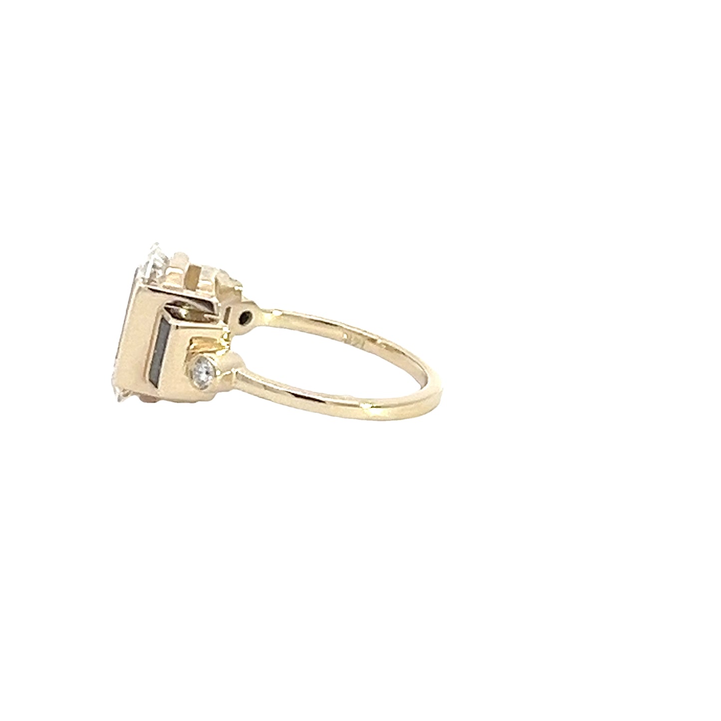 14k yellow Emerald Cut 2 carat tension-style engagement ring with diamond accents 2.39 TCW
