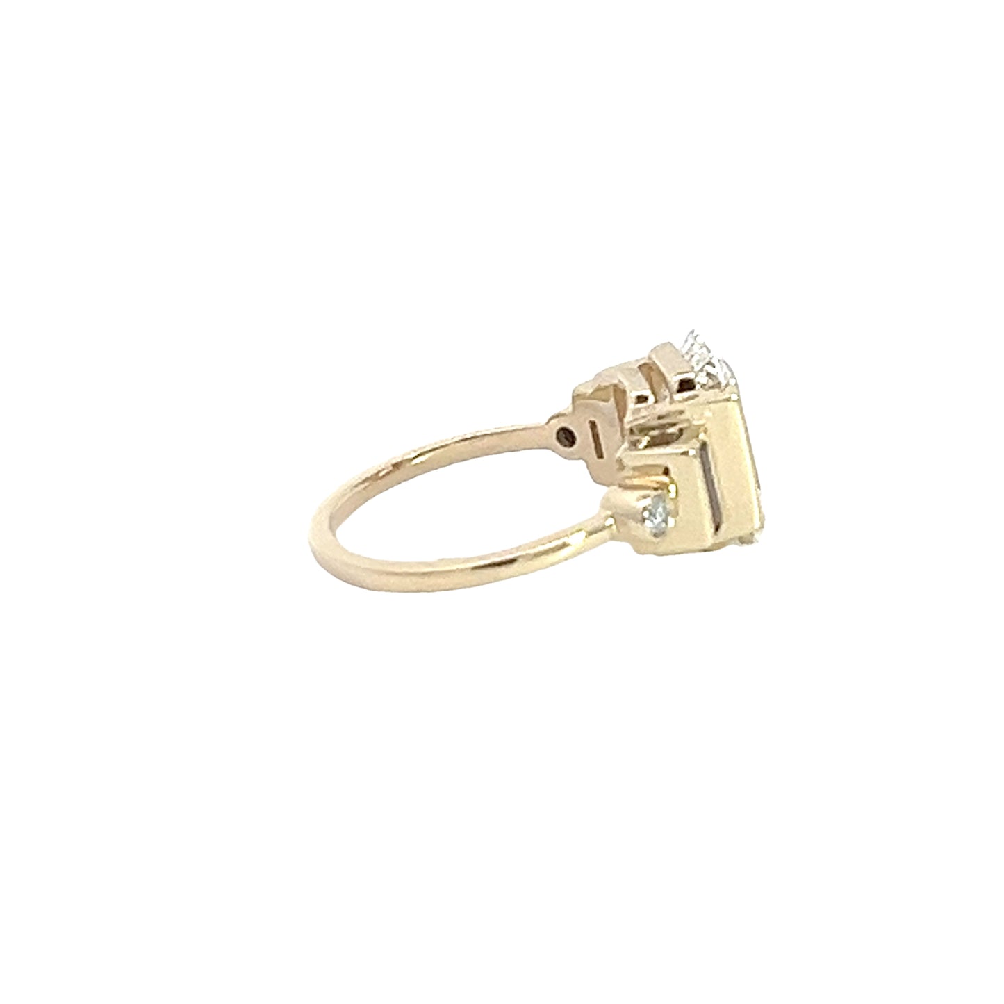 14k yellow Emerald Cut 2 carat tension-style engagement ring with diamond accents 2.39 TCW