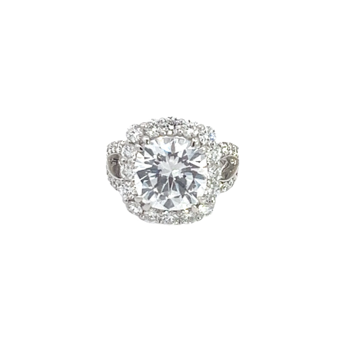 7 TCW Cushion halo engagement ring