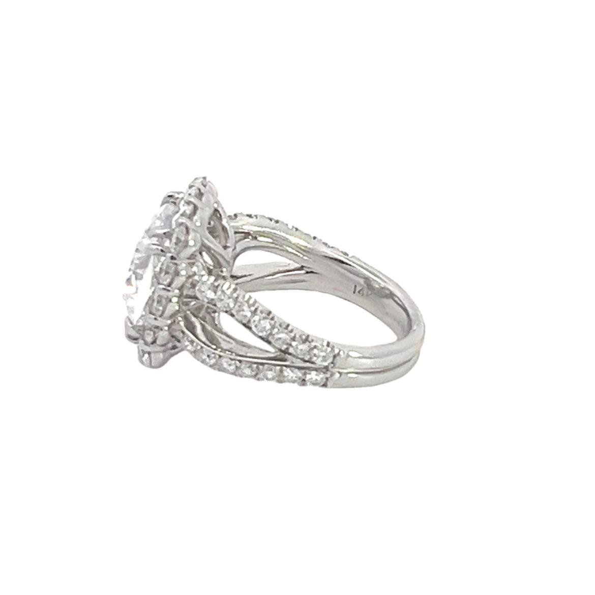 7 TCW Cushion halo engagement ring