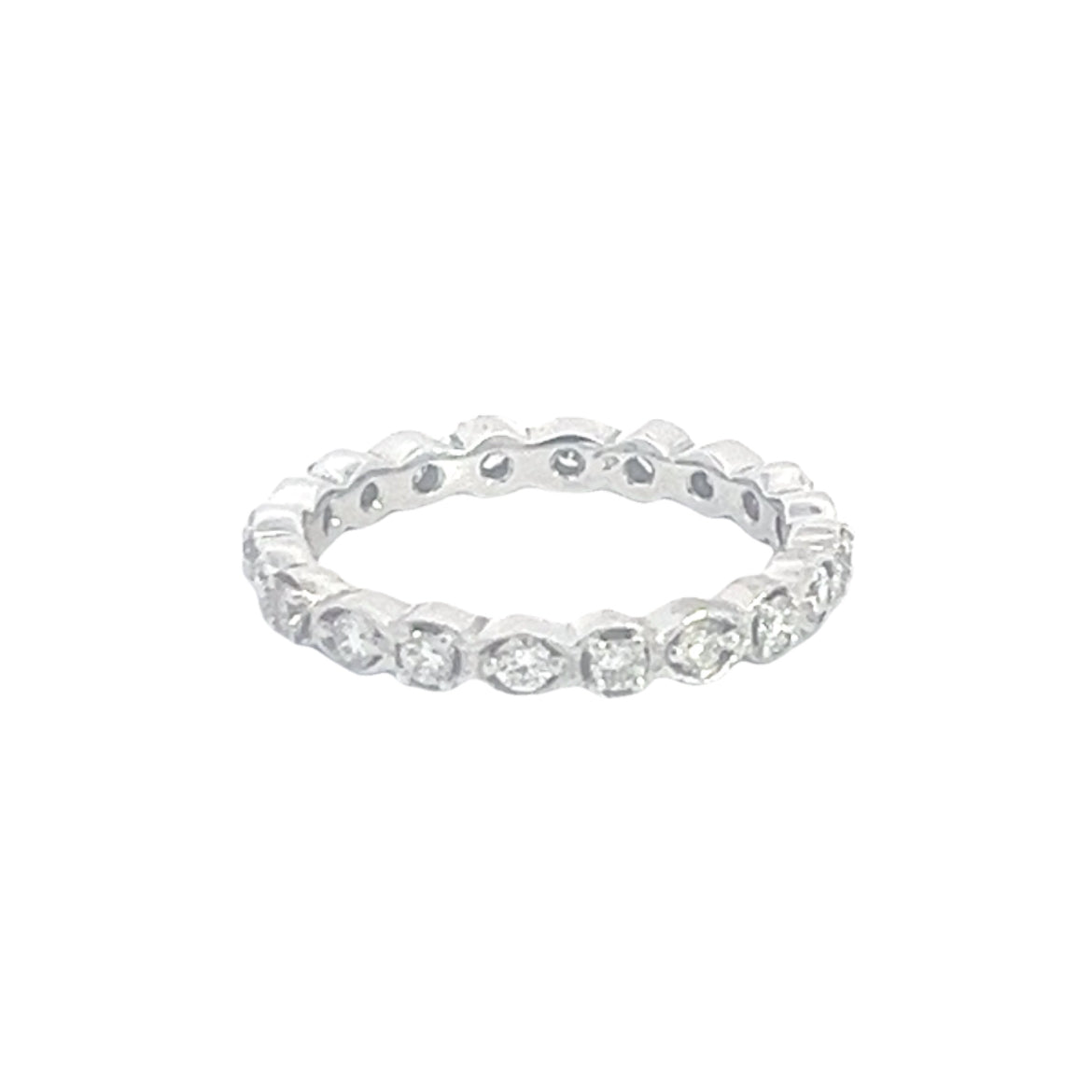 Scalloped eternity diamond wedding band 0.60 ctw