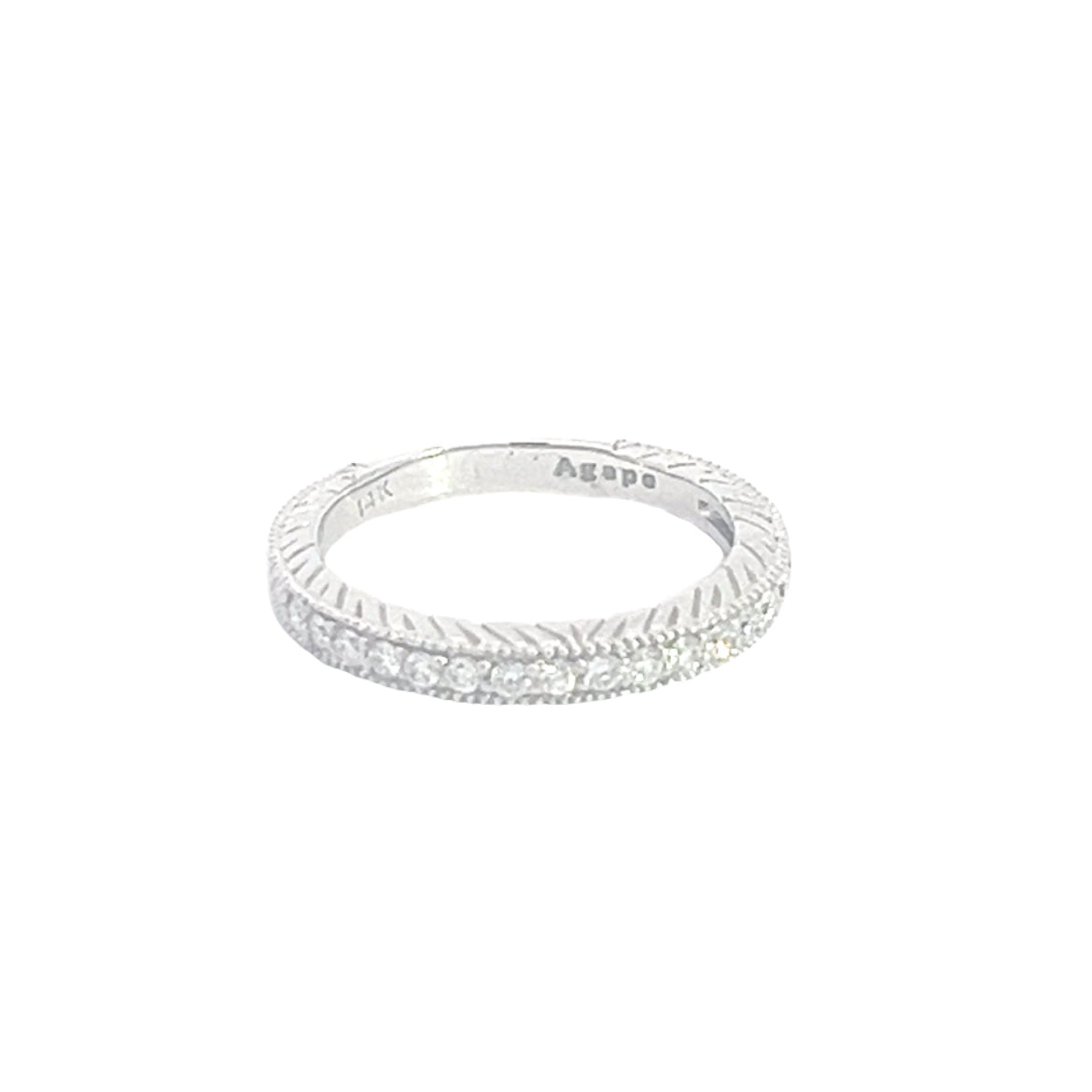Antique carved diamond wedding band 0.25 TCW