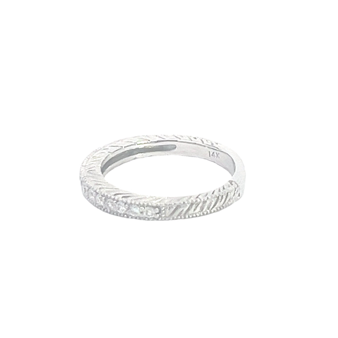 Antique carved diamond wedding band 0.25 TCW