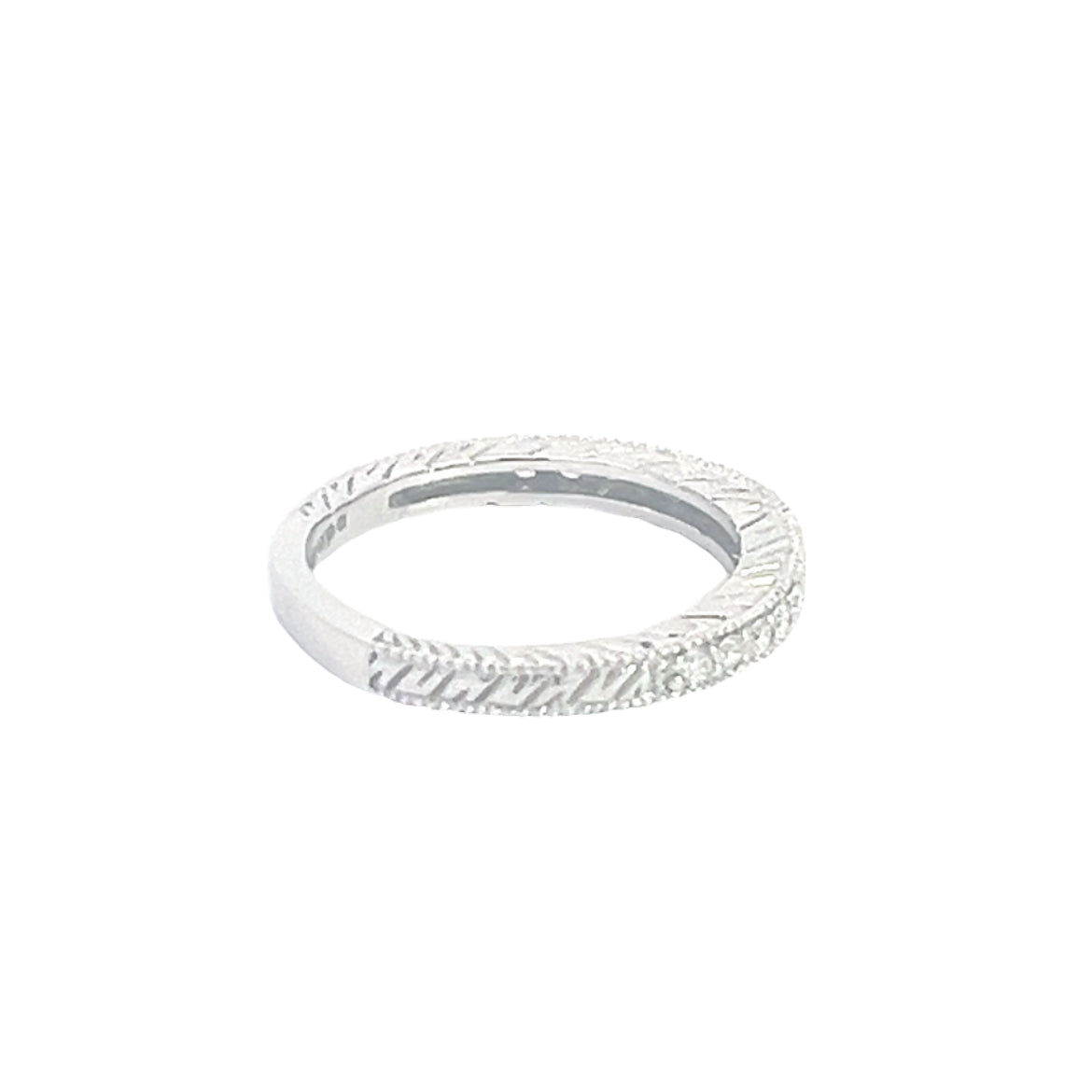 Antique carved diamond wedding band 0.25 TCW