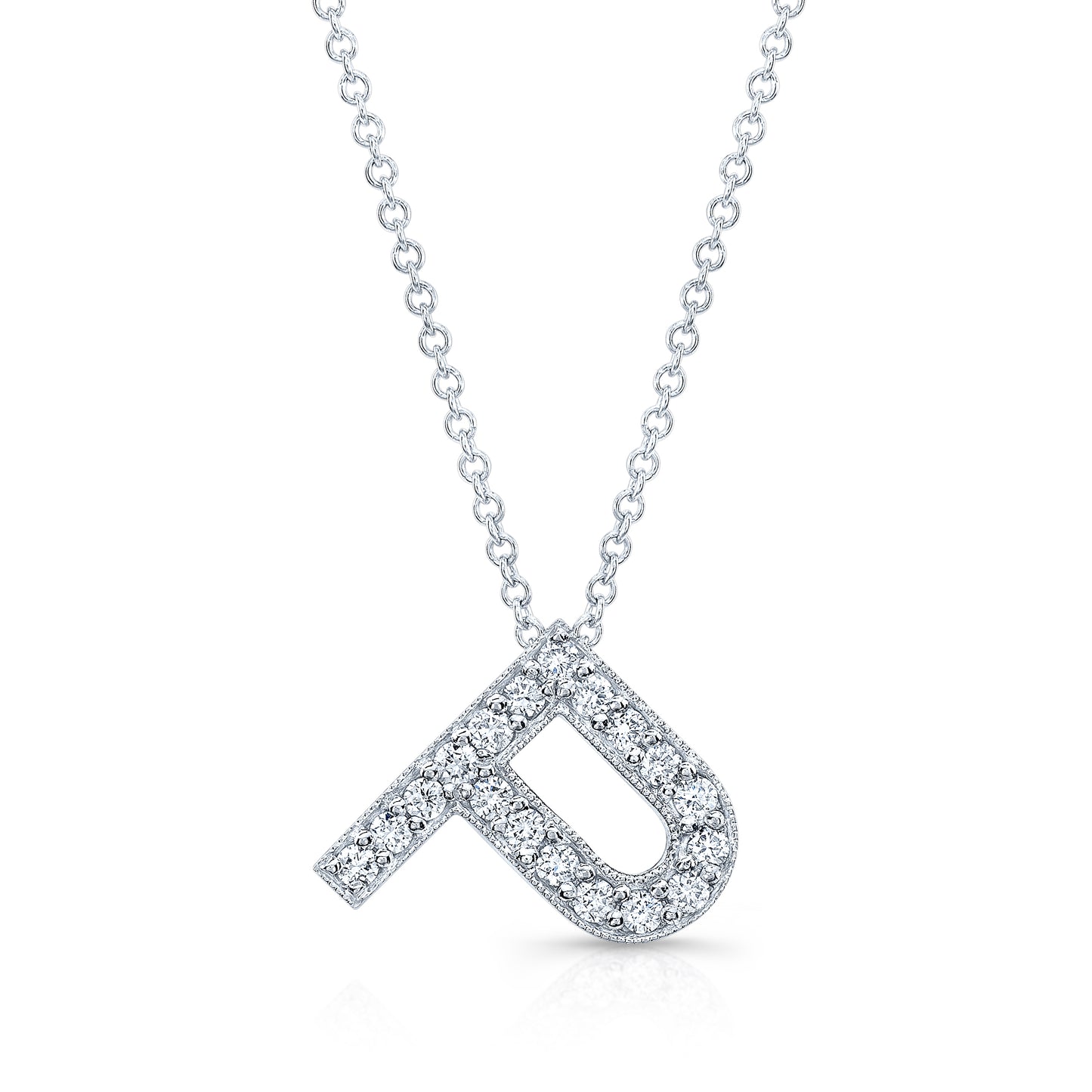 14k white gold diamond initial pendant "P" 0.16 ctw