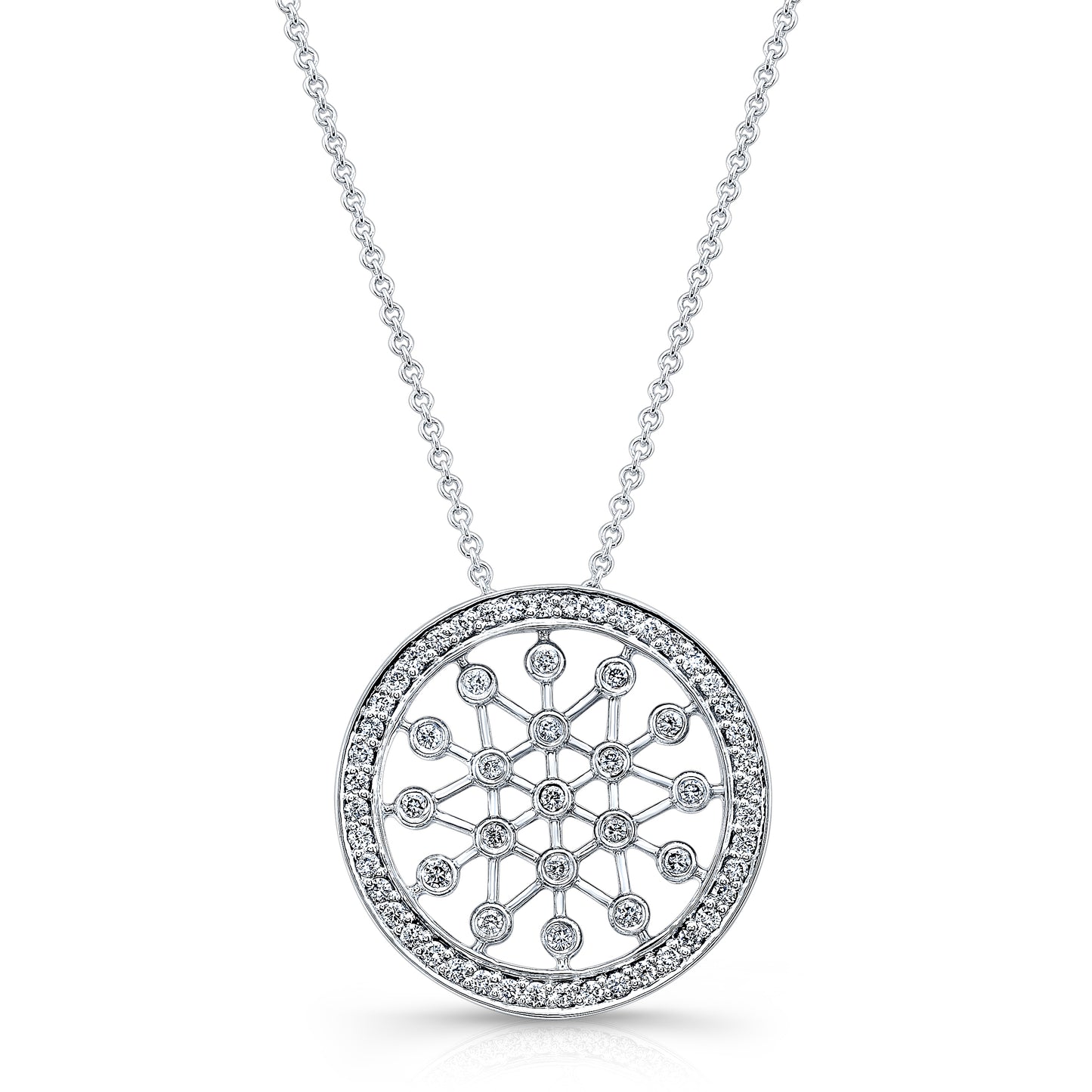 14k white gold round diamond pendant 0.70 TCW