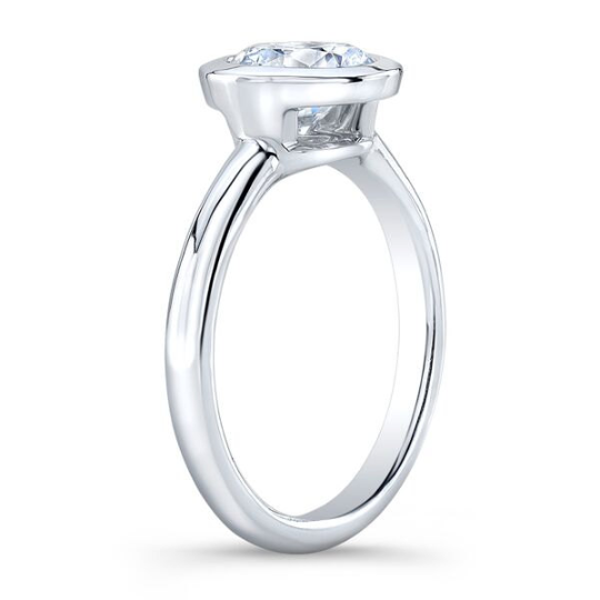 14k white gold round bezel engagement ring 1.50 TCW