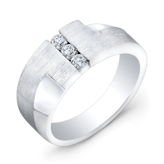 14k white gold mens diamond wedding band 0.30 ctw