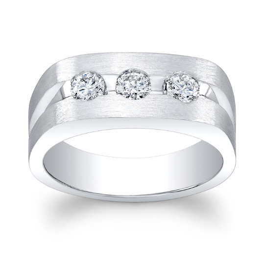 14k white gold mens wedding band 0.71 ctw