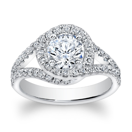 14k white swirl engagement ring 1.70 TCW