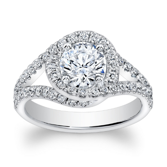 14k white swirl engagement ring 1.70 TCW