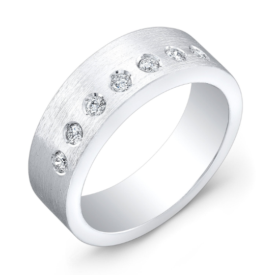 14k white gold mens diamond bezel-set wedding band 0.30 ctw