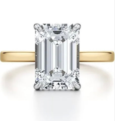 2.03 carat Emerald Cut GIA certified E-VS1 Lab 14k two tone engagement ring