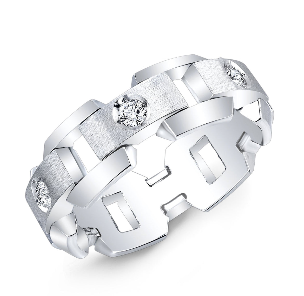 Men's Platinum diamond wedding ring and women’s 14k yellow band