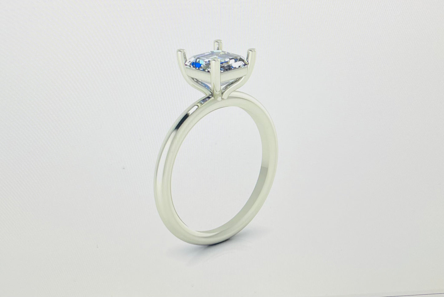 Custom Asscher Cut 1 carat white sapphire ring for Annie