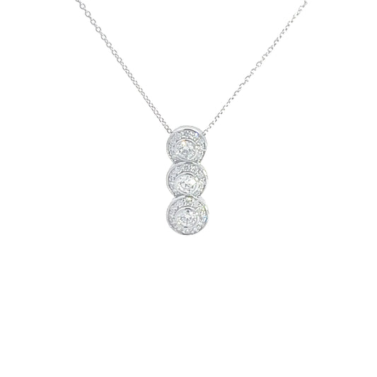 14k white gold pave diamond pendant 0.75 TCW