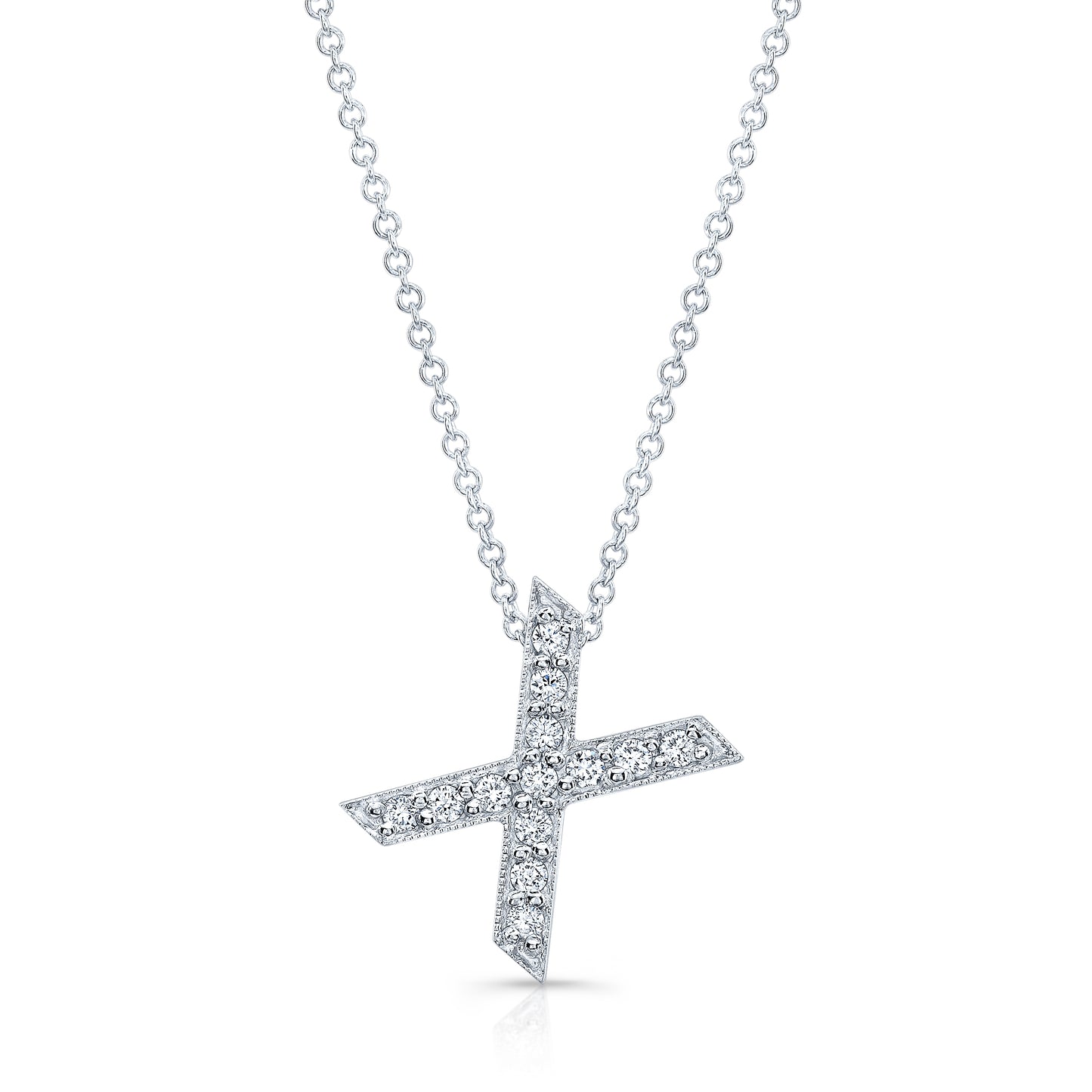 14k white gold diamond initial pendant "X" 0.15 ctw