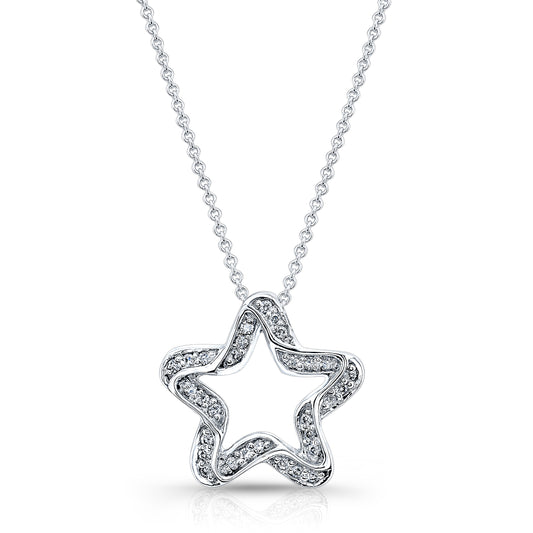 14k white gold pave star pendant