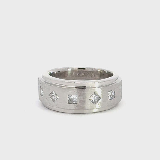 Men’s princess cut diamond wedding band 0.50 ctw in 14k white gold
